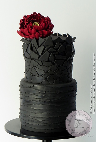 Cake Design - Black design - Gâteaux sur Mesure Paris - art, cake school, cakedesign, design, formation cake design, formation professionnelle, Paris, peony, sugar, sugar flower