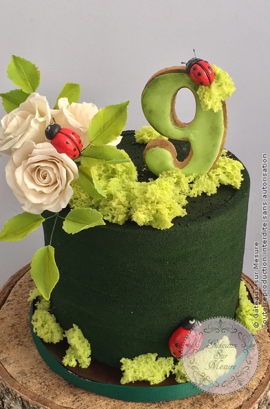 Cake Design - Nature et coccinelles - Gâteaux sur Mesure Paris - birthdaycake, cake, cakedesign, chocolat, fondant, formation cake design, gateaux personnalisés, gateaux sur mesure, luxe, luxeevent, sugarart, sugarflower, sugarflowers