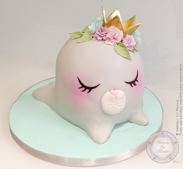 Cake Design - Petit phoque - Gâteaux sur Mesure Paris - 3d cake, cake, cake design, formation, gateau, gateau 3D, gateau original, gateau personnalisé, gateaux sculpté, kawai