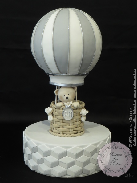 Cake Design - Montgolfière  - Gâteaux sur Mesure Paris - cake decorating, cake decorating school, cake design, ecole cake design, formation professionnelle, France, gateau 3D, gateau design, gateau original, modelage, montgolfière, ourson, Paris