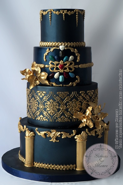 Cake Design - Wedding Cake Baroque - Gâteaux sur Mesure Paris - baroque, cake, cake design, cake design Paris, formation, formation cake design, formation professionnelle, gold, orchidee, Paris, wedding cake