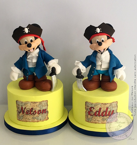 Cake Design - Mickey pirate - Gâteaux sur Mesure Paris - Dion, ecole cake design, formation cake design, luxe, mickey, modelage, Paris, pirate, sucre