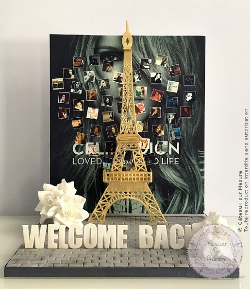 Cake Design - Tour Eiffel Celine Dion - Gâteaux sur Mesure Paris - cake design, Celine Dion, Dion, ecole cake design, Eiffel, fleurs, fleurs en sucre, formation, gardenia, Paris, sucre, sugar art, tour eiffel