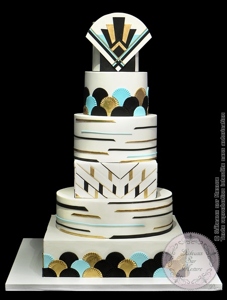 Cake Design - Pièce montée Art Deco - Gâteaux sur Mesure Paris - art, art deco, cake, cake design, chic, chocolat, formation, formation cake design, Paris, pièce montée, wedding cake