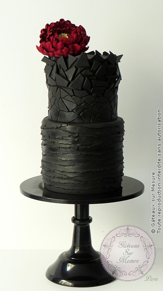 Cake Design - Black design - Gâteaux sur Mesure Paris - art, cakedesign, cakeschool, design, formation cake design, formation professionnelle, Paris, peony, sugar, sugar flower