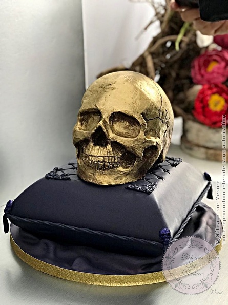 Cake Design - Gâteau Tête de Mort - Gâteaux sur Mesure Paris - 3D, 3d cake, cakedesign, crane, formation cake design, formation professionnelle, gateau personnalisé, mort, Paris, skull, tete de mort