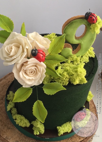 Cake Design - Nature et coccinelles - Gâteaux sur Mesure Paris - birthdaycake, cake, cakedesign, chocolat, fondant, formation cake design, gateaux personnalisés, gateaux sur mesure, luxe, luxeevent, sugarart, sugarflower, sugarflowers