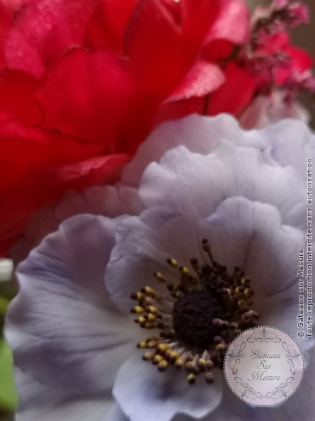 Wafer paper peony and sugar anemone