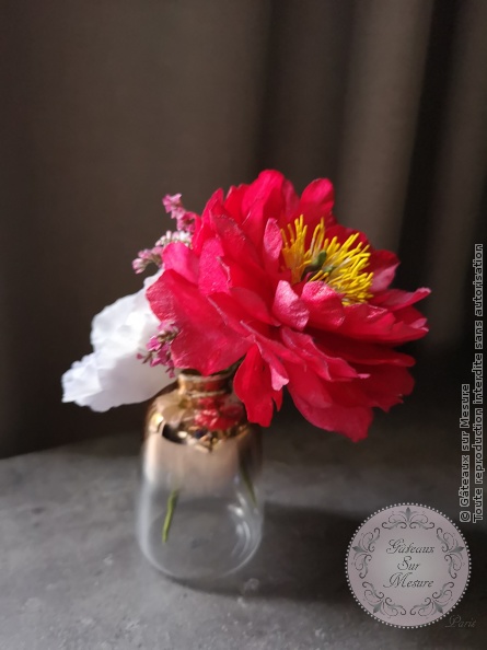 Wafer paper peony and sugar anemone