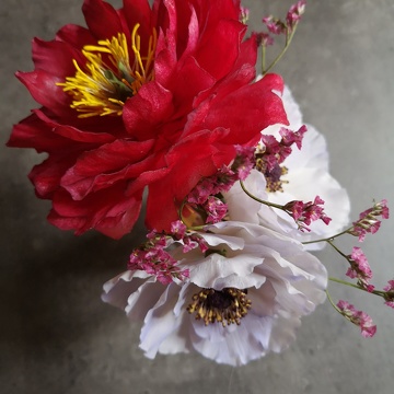 Wafer paper peony and sugar anemone