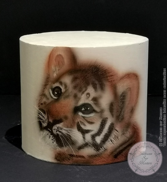 Cake Design - Petit tigre, aérographe - Gâteaux sur Mesure Paris - aérographe, cake, cakedesign, formation, formation cake design, formation professionnelle, Paris, peinturesurgâteau