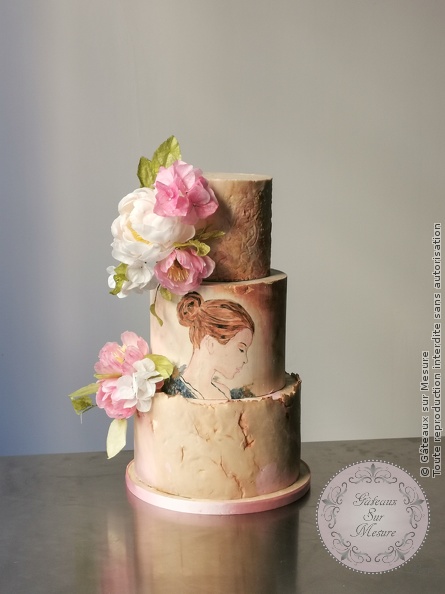 Cake Design - Wedding Cake sans pâte à sucre - Gâteaux sur Mesure Paris - cake, cake design course, cake design training, cakedesign, Ecole de Cake Design de Paris, fleurs en sucre, formation, formation cake design, France, Paris, patisserie, peinture sur gateau, peinturesurgâteau, pièce montée, waferpaper, weddingcake