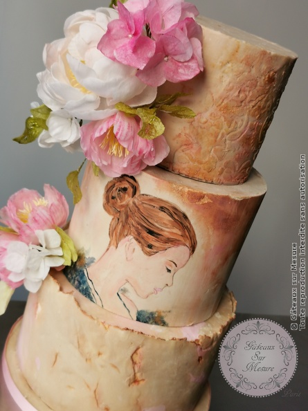 Cake Design - Wedding Cake sans pâte à sucre - Gâteaux sur Mesure Paris - cake, cake design course, cake design training, cakedesign, Ecole de Cake Design de Paris, fleurs en sucre, formation, formation cake design, France, Paris, patisserie, peinture sur gateau, peinturesurgâteau, pièce montée, waferpaper, weddingcake