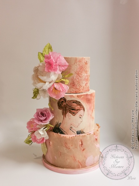 Cake Design - Wedding Cake sans pâte à sucre - Gâteaux sur Mesure Paris - cake, cake design course, cake design training, cakedesign, Ecole de Cake Design de Paris, fleurs en sucre, formation, formation cake design, France, Paris, patisserie, peinture sur gateau, peinturesurgâteau, pièce montée, waferpaper, weddingcake