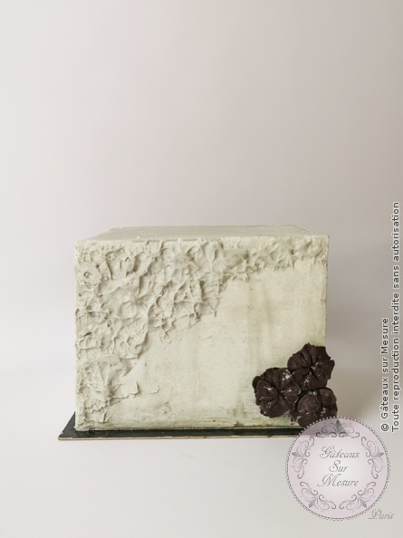 Cake Design - Gâteau carré/lissage au chocolat blanc - Gâteaux sur Mesure Paris - 