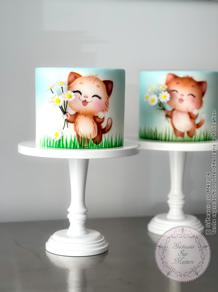 Cake Design - Petit chat aérographe - Gâteaux sur Mesure Paris - aérographe, airbrush, cake design course, cake design training, cakedesign, Ecole de Cake Design de Paris, formation, formation cake design, France, gateau, paint on cake, paintedcake, Paris