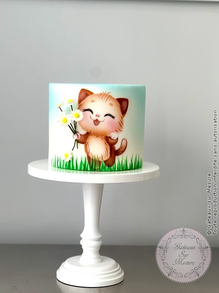 Cake Design - Petit chat aérographe - Gâteaux sur Mesure Paris - aérographe, airbrush, cakedesign, gateau, paint on cake, paintedcake