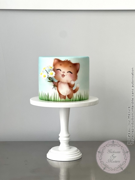 Cake Design - Petit chat aérographe - Gâteaux sur Mesure Paris - aérographe, airbrush, cake design course, cake design training, cakedesign, Ecole de Cake Design de Paris, formation, formation cake design, France, gateau, paint on cake, paintedcake, Paris